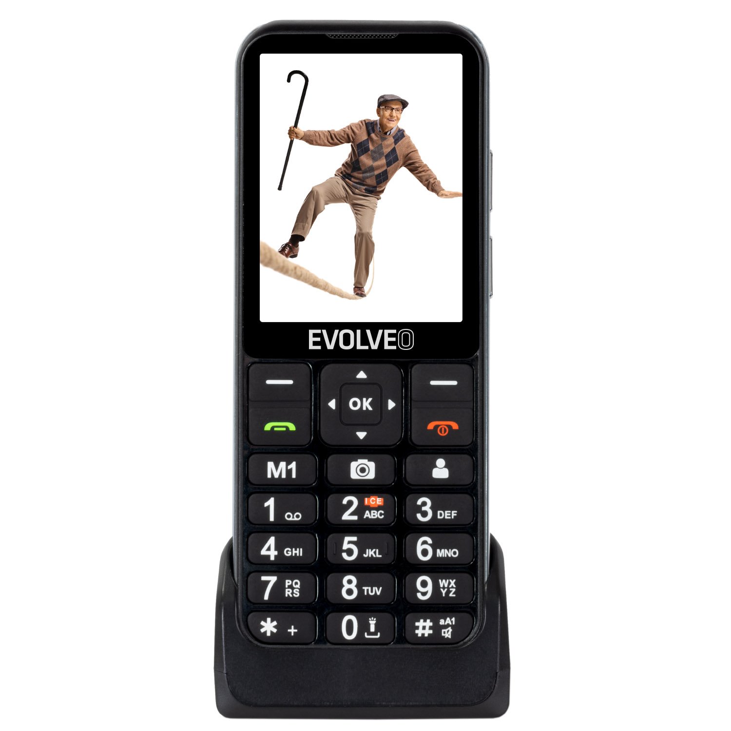 Levně EVOLVEO EasyPhone LT, mobilní telefon pro seniory s nabíjecím stojánkem (černá barva)