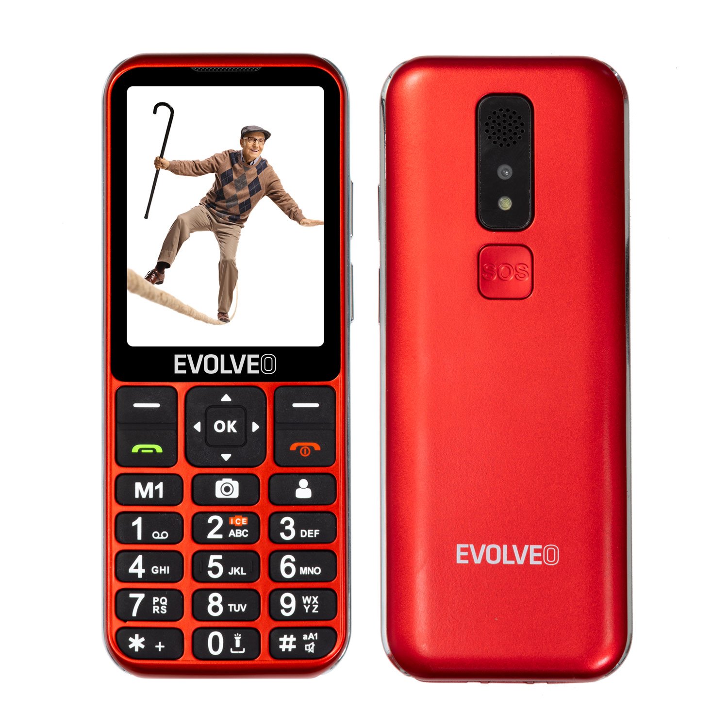 Levně EVOLVEO EasyPhone LT, mobilní telefon pro seniory s nabíjecím stojánkem (červená barva)