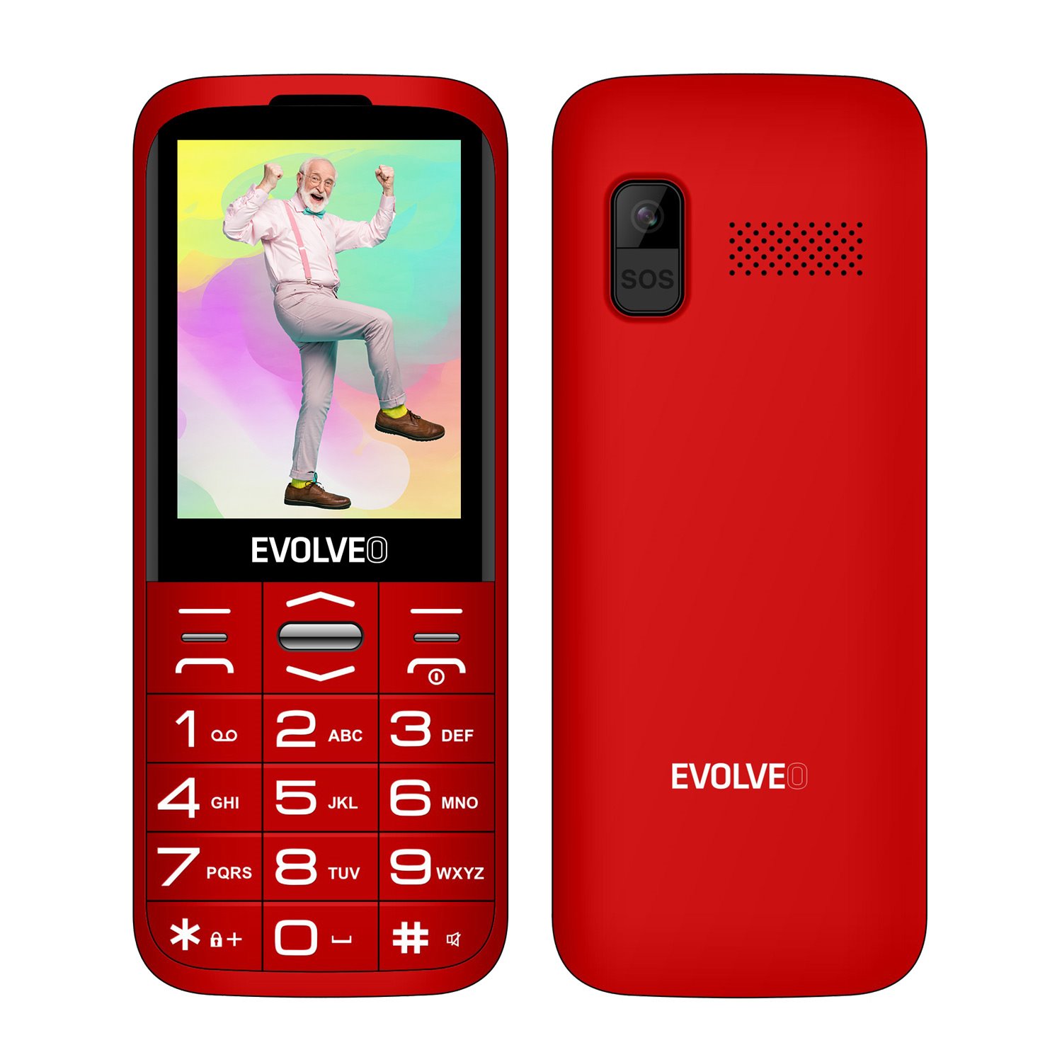 Levně EVOLVEO EasyPhone XO, mobilní telefon pro seniory s nabíjecím stojánkem (červená barva)