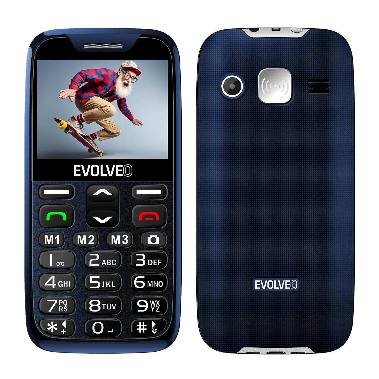 EVOLVEO EasyPhone XR, mobilní telefon pro seniory s nabíjecím stojánkem, modrý