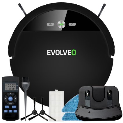 EVOLVEO RoboTrex H6, robotporszívó (nedves feltörlés funkcióval és töltőállomással), fekete