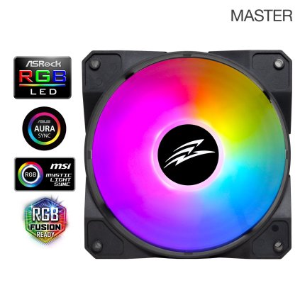 EVOLVEO 12FM ventilátor 120mm, ARGB, fekete keret, master