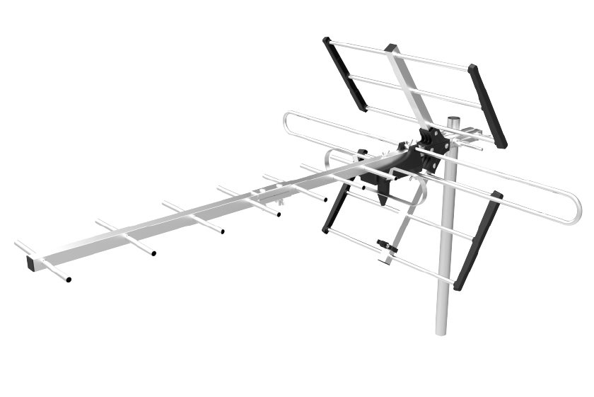 EVOLVEO Flexi 1 LTE, 8,5 m kábel, IEC/F átalakító, passzív kültéri DVB-T/T2 antenna, mely erősítővel bővíthető