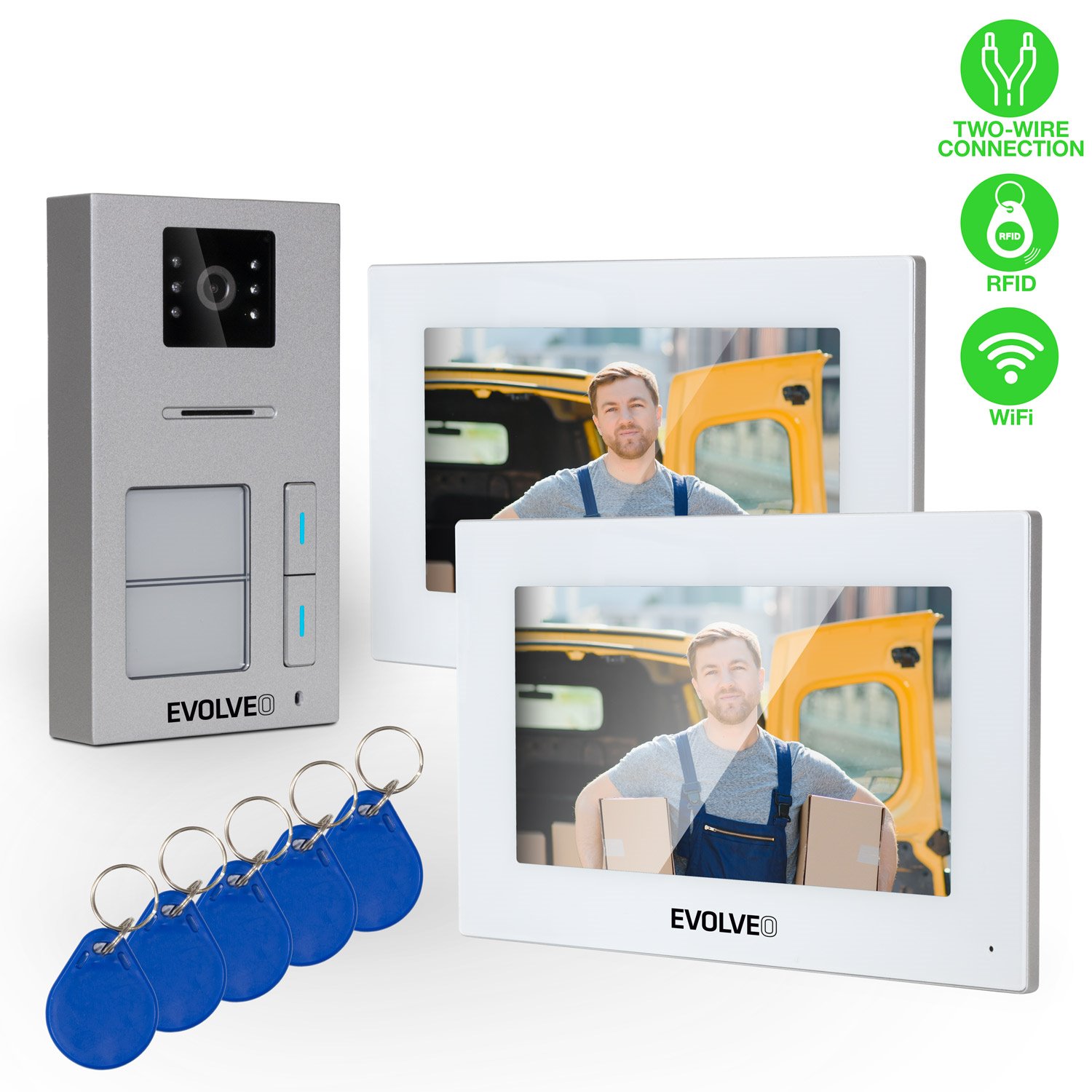 EVOLVEO DoorPhone AP2-2 vezetékes videotelefon két lakáshoz alkalmazással