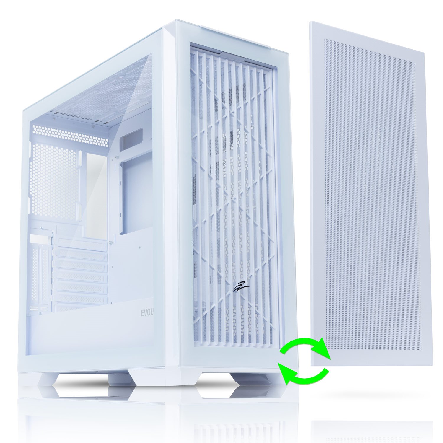 EVOLVEO Ptero Q2, 2x előlap - üveg / rács, ATX tok - fehér