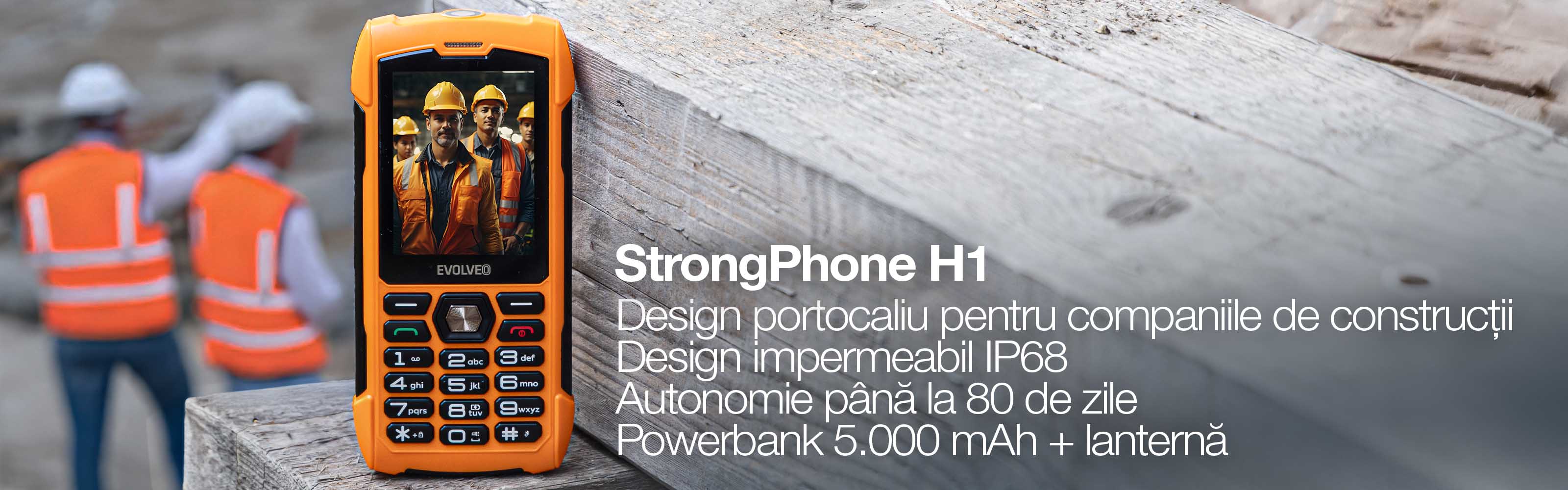 EVOLVEO StrongPhone H1, telefon Dual SIM rezistent și impermeabil, portocaliu