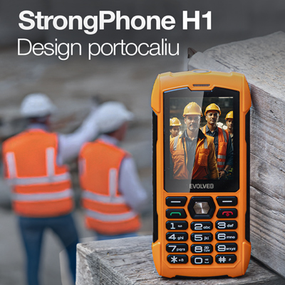 EVOLVEO StrongPhone H1, telefon Dual SIM rezistent și impermeabil, portocaliu