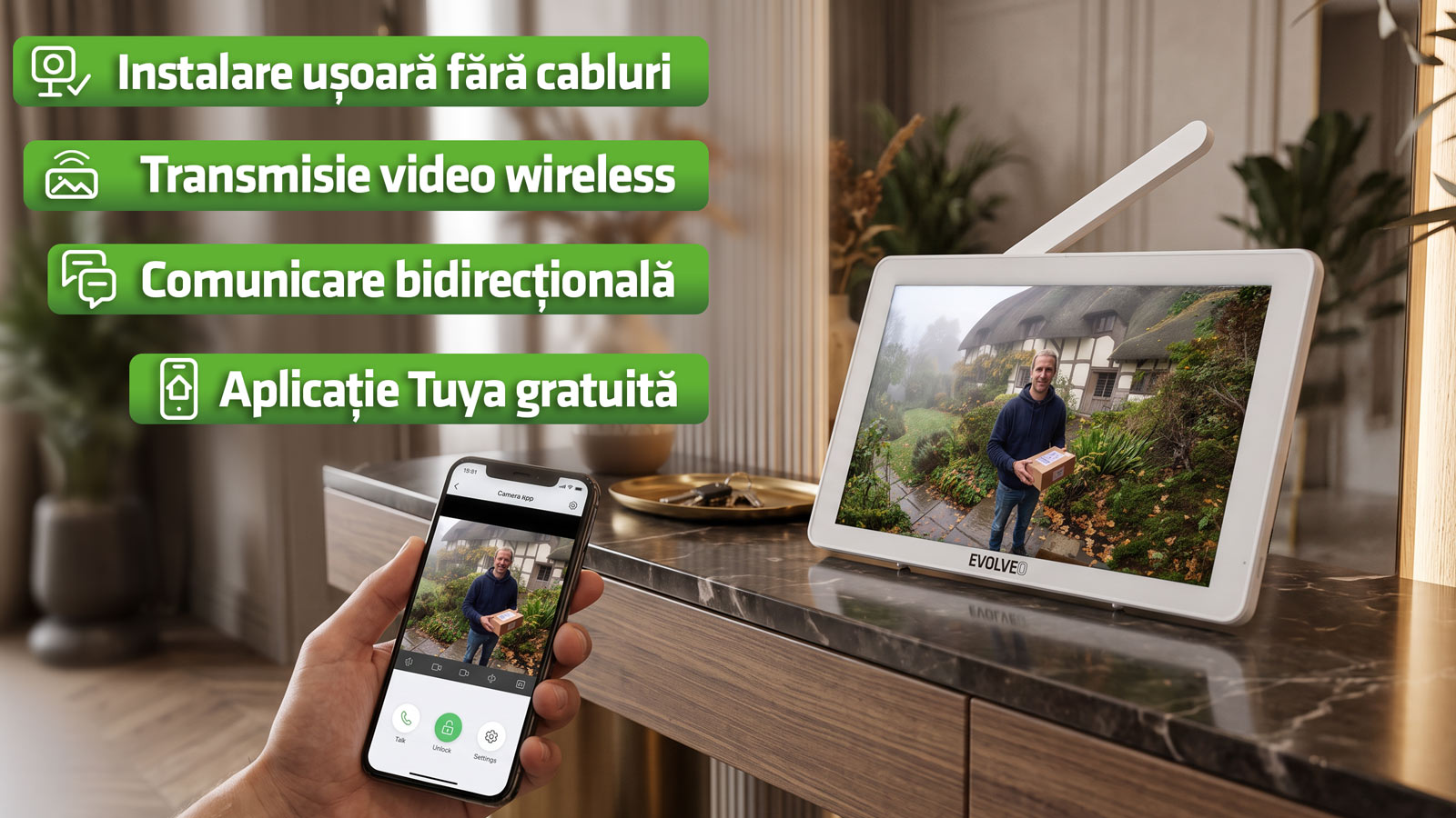 DoorPhone W8: instalare fără cabluri, transmisie video wireless, comunicare bidirecțională și aplicația Tuya