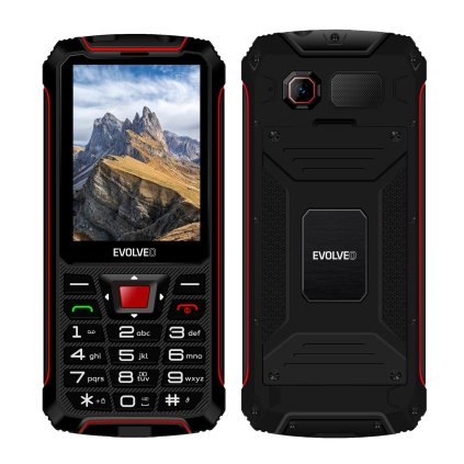 EVOLVEO StrongPhone W4, telefon impermeabil și rezistent, Dual SIM, negru-roșu