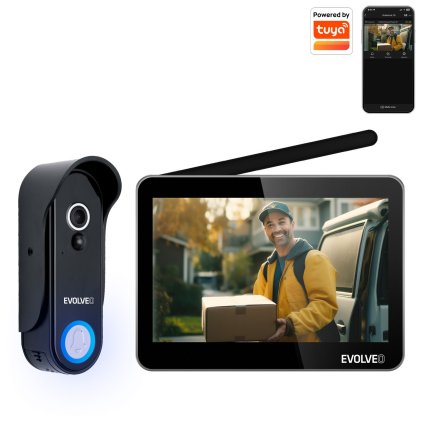EVOLVEO DoorPhone W7, kit de telefon video fără fir pentru acasă cu monitor negru WiFi