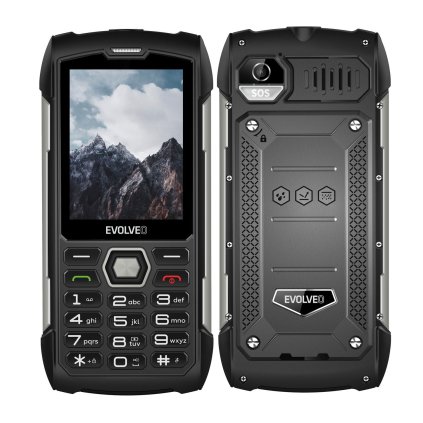 EVOLVEO StrongPhone H1, telefon dual SIM rezistent la apă și rezistent la apă, negru-argintiu