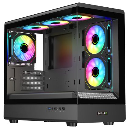 EVOLVEO Ursus, carcasă mATX, 6x ventilator ARGB 120mm, panou lateral + frontal din sticlă