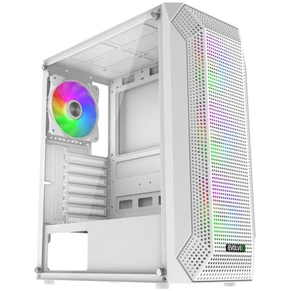 EVOLVEO Xenon, carcasă ATX, 4 ventilatoare ARGB 120 mm, panou frontal cu plasă pentru fluxul de aer, alb
