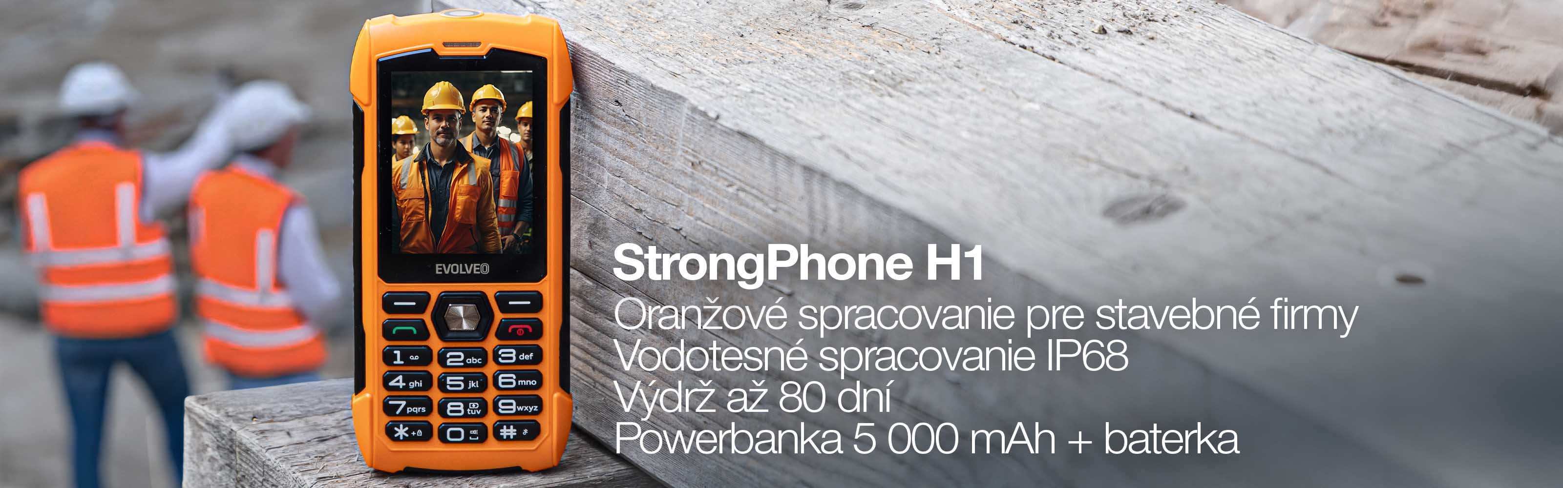 EVOLVEO StrongPhone H1, vodotesný odolný Dual SIM telefón, oranžová