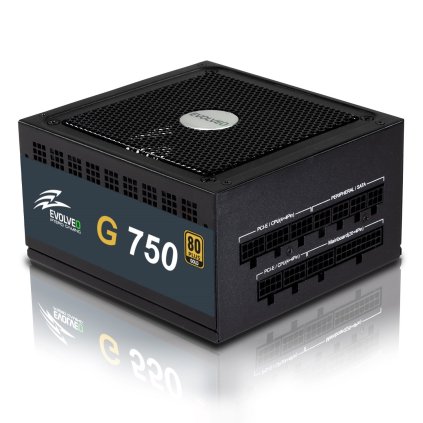 EVOLVEO G750, 750W ATX zdroj, 80+ GOLD, 90% účinnosť, aPFC, 140mm ventilátor, retail, 3-ročná záruka