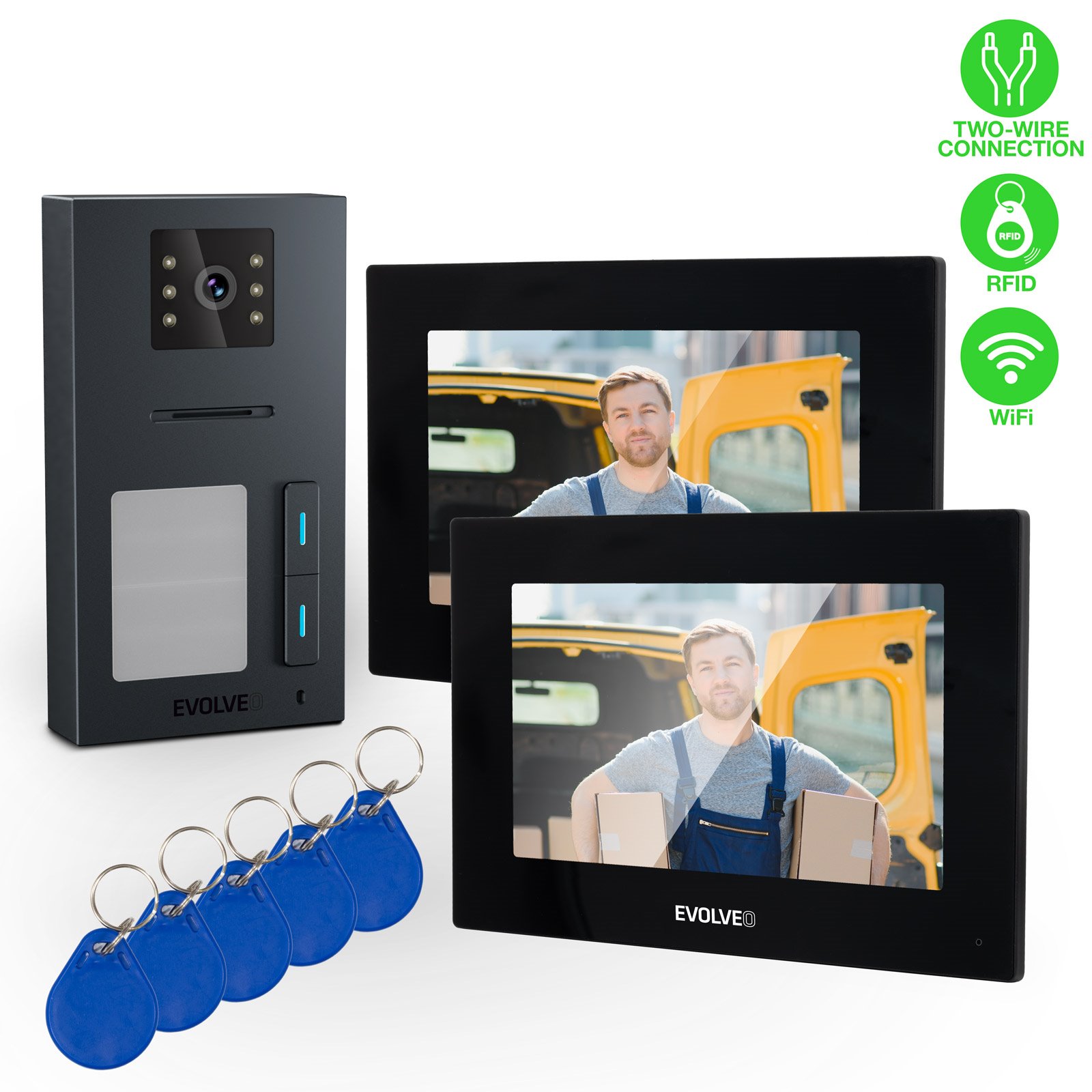 E-shop EVOLVEO DoorPhone AP2-2 káblový videotelefón pre dva byty s aplikáciou, čierny