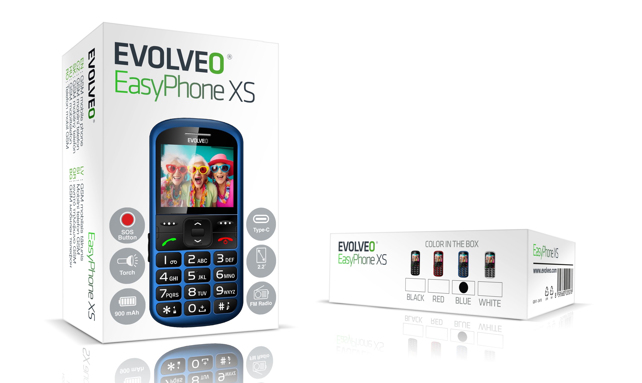 EVOLVEO EasyPhone XS, mobilný telefón pre seniorov, modrý