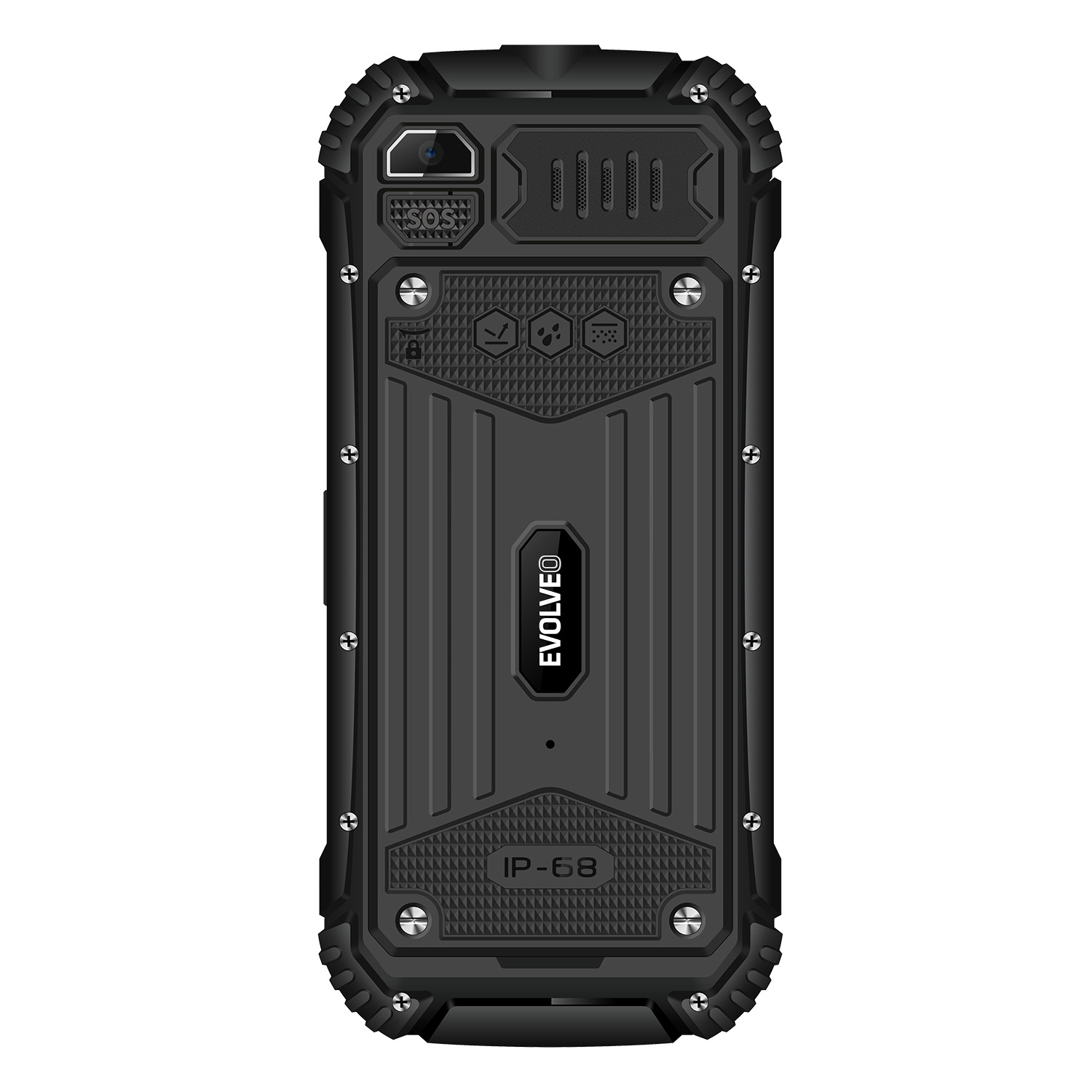 EVOLVEO StrongPhone Q1, vodeodolný odolný telefón Dual SIM, čierná