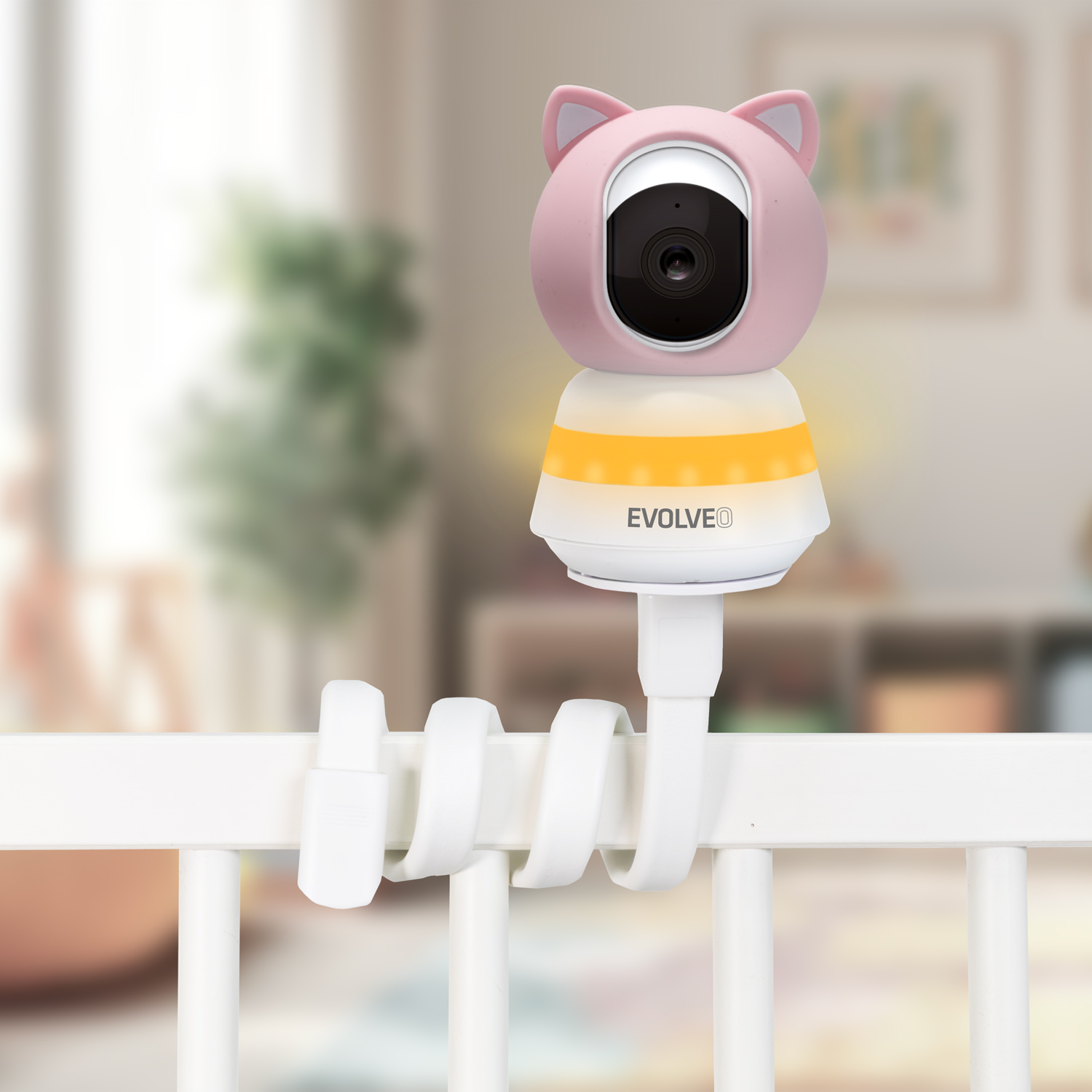 EVOLVEO Baby Monitor LUX- Inteligentný 360° video monitor s nočným videním, detekciou plaču a pohybu, ružový