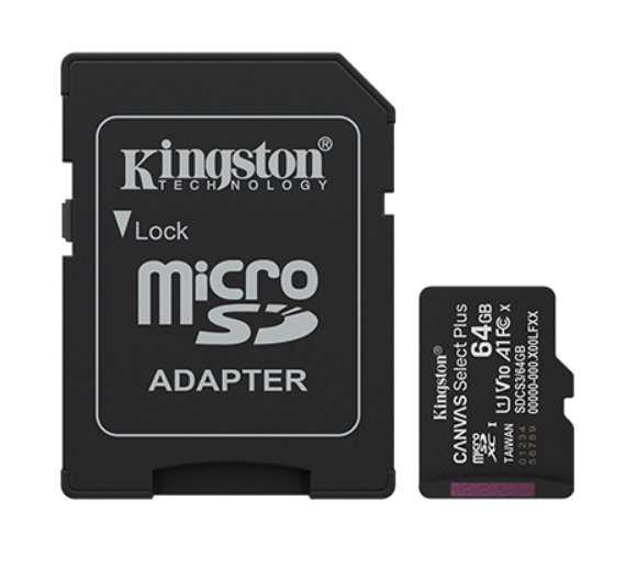 E-shop KINGSTON 64GB microSDXC CANVAS Select Plus Memory Card 100MB read - UHS-I class 10 Gen 3