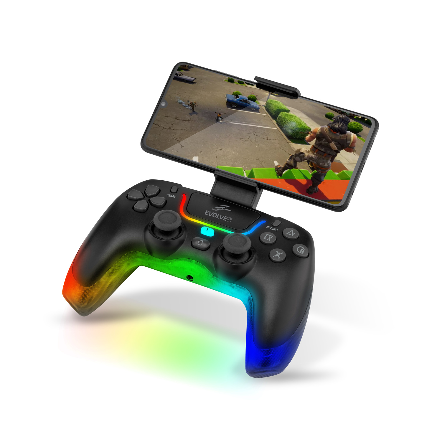 EVOLVEO Ptero2, bezdrôtový a káblový gamepad pre PC, PS3/4/5, iOS, Android, Switch, čierny