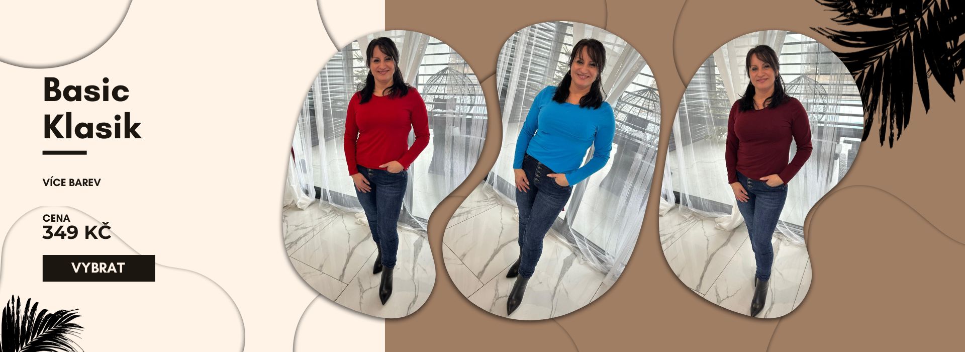 Bavlněné trika dlouhý rukáv v několika barvách