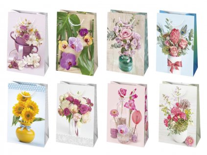 Kvetinové darčekové tašky, kytice, kytice ruží, ružové ruže vo váze, orchidea, slnečnice, kala kvet vo váze, mix kvetín. 