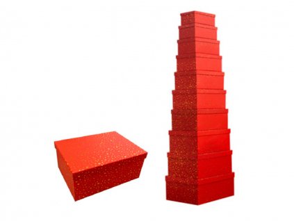 Krabice na darčeky Červené - bodky, set 10ks