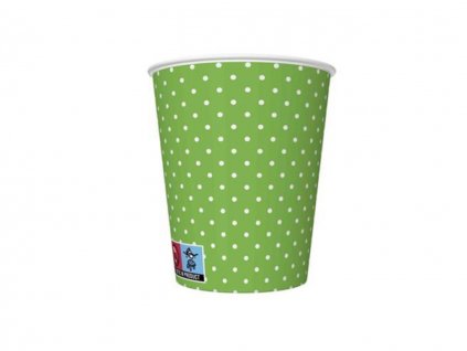 Poháriky 250ml - 8ks - Zelené s bodkami