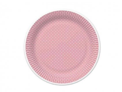Veľké tanieriky - 8ks - Ružové s bodkami