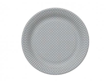 Veľké tanieriky - 8ks - Sivé s bodkami