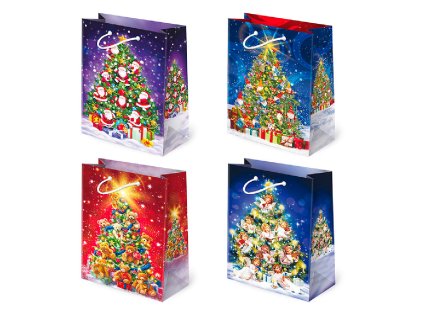 Vianočná darčeková taška Stromčeky - veľkosť F3