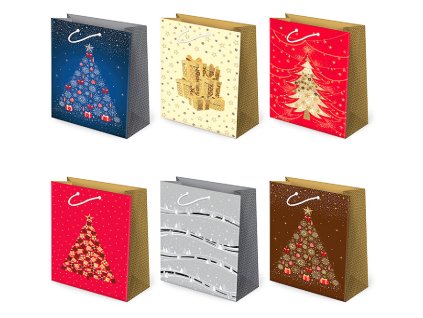 Vianočná darčeková taška zlátená Grafika - veľkosť F16Z