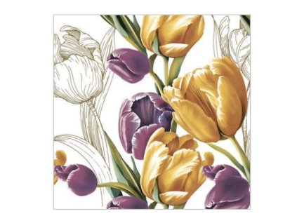 Servítky Tulipány na bielom
