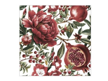 Servítky Červené kvety a granátové jablká