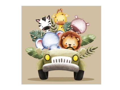 Servítky Safari zvieratá v džípe