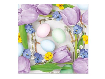 Servítky Kvety a pastelovéi vajíčka