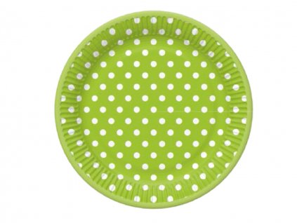 Veľké tanieriky - 8ks - Zelené a biele bodky