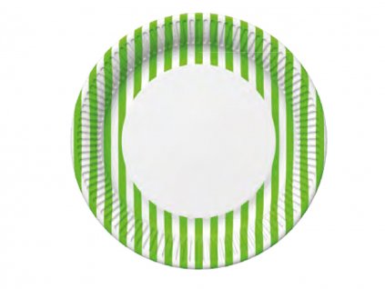 Veľké tanieriky - 8ks - Zelené prúžky