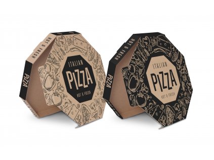 Pizza krabice oktagon Italian kraft 32,5 cm - 200 ks