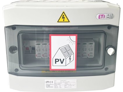 Elektrický rozvaděč pro FVE, 2 stringy, 2 svodiče, 1000V DC