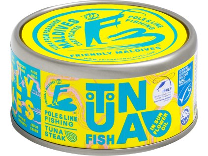 Steak z tuňáka Friendly Maldives MSC ve slunečnicovém oleji 185 g – detail konzervy