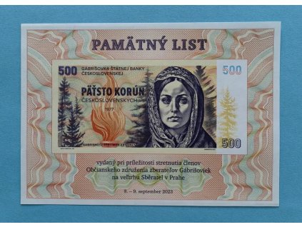 Pamätný list Praha 2023