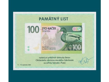 Pamätný list Praha 2022