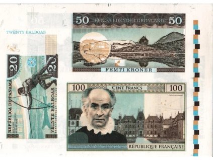 20 Balboas/50 Kroner/100 Francs B