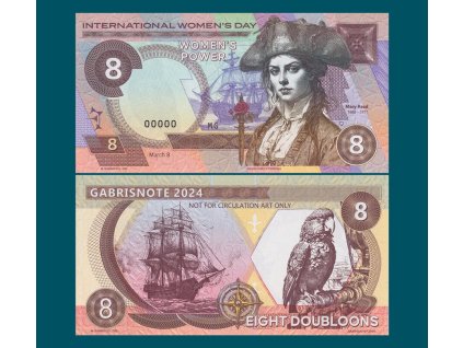 8 Doubloons pirátka Mary Read (Názov 8 Doubloons pirátka Mary Read - anulát AB 00000)