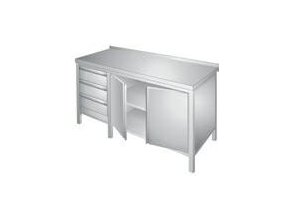 Pracovní stůl zásuvkový uzavřený hloubka 800 mm nerez