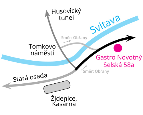 Gastro Novotný - Pobočka Brno - Obřany - Mapa