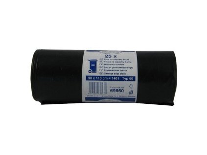 Pytel na odpadky (LDPE) černý 90x110cm 140l 25ks