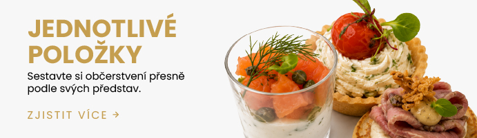 Jednotlivé cateringové produkty Gastrosvět – pečivo, dezerty, finger food a občerstvení s minimálním odběrem od 10 kusů.